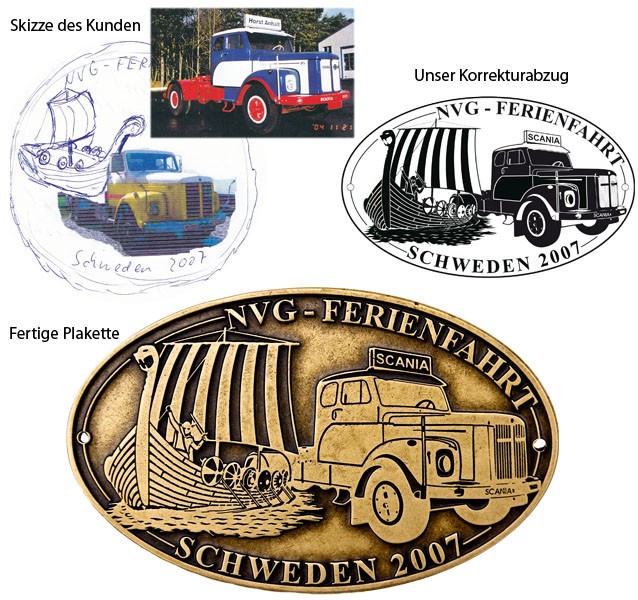 Plaketten Sonderanfertigung - von der Kundenvorlage zum fertigen Produkt. Plaketten Sonderanfertigung - von der Kundenvorlage zum fertigen Produkt.