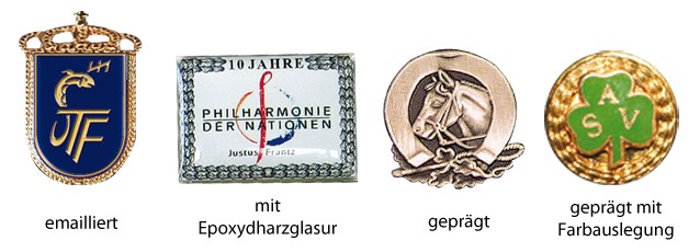 Anstecknadeln und Pins - verschiedene Ausf&uuml;hrungen