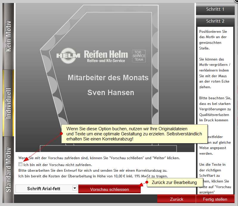 Lasergravur online selbst gestalten Schritt 5 Lasergravur online selbst gestalten Schritt 5